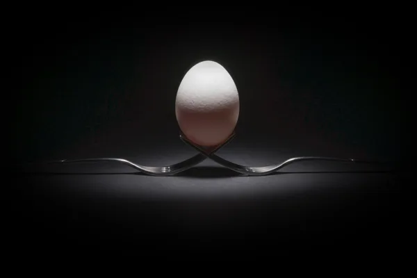 Egg on two forks