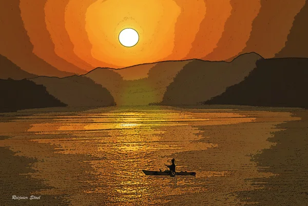 Visser zonsondergang