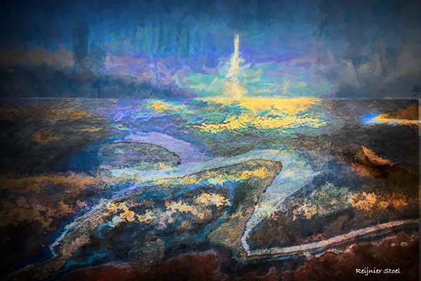 Abstract landschap blauw