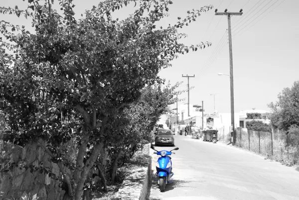 blauwe scooter